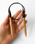 Agujas circulares de madera de haya 10 mm, cable 60 cm