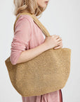 Crocheted raffia bag.