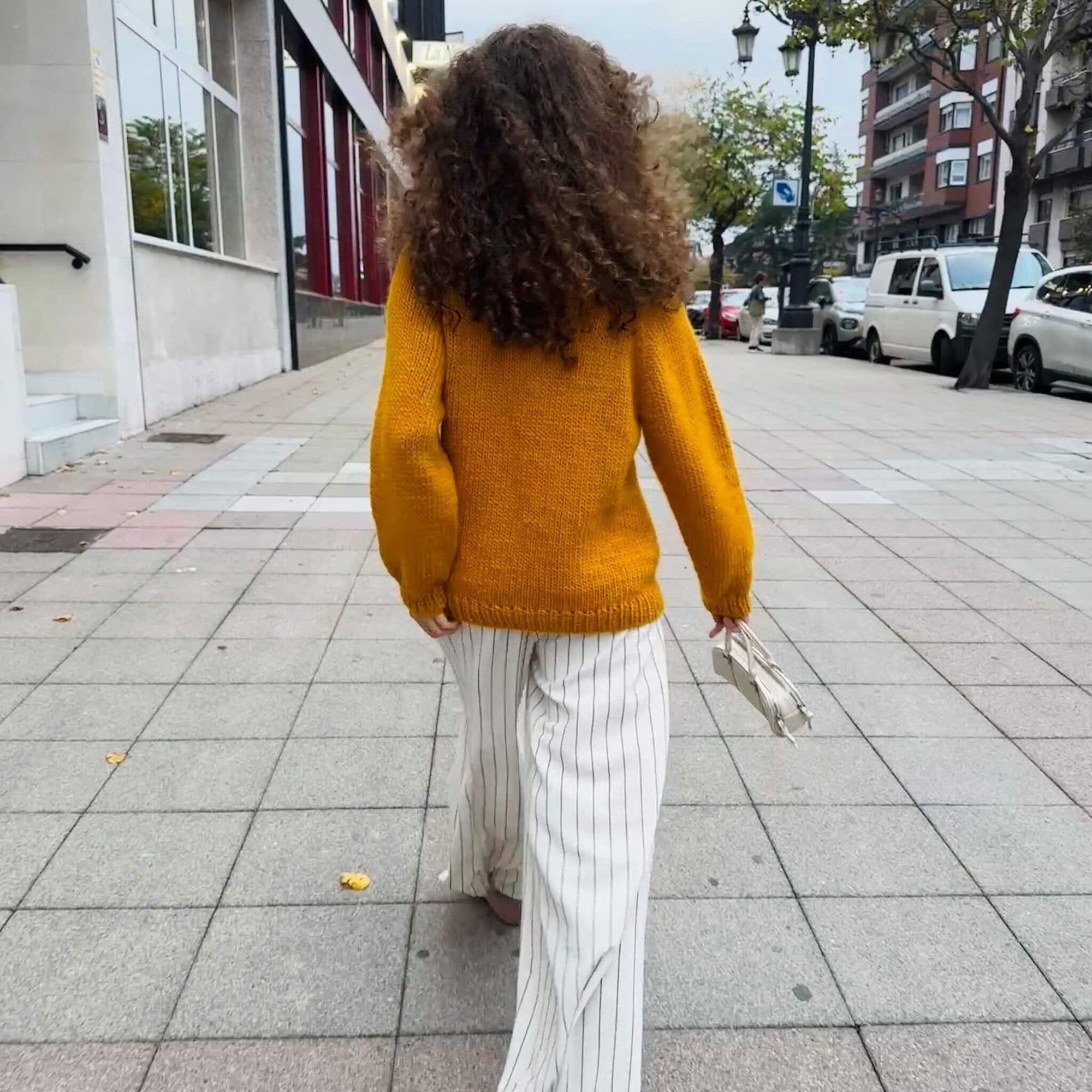 Knitted sweater. Cable knit sweater.