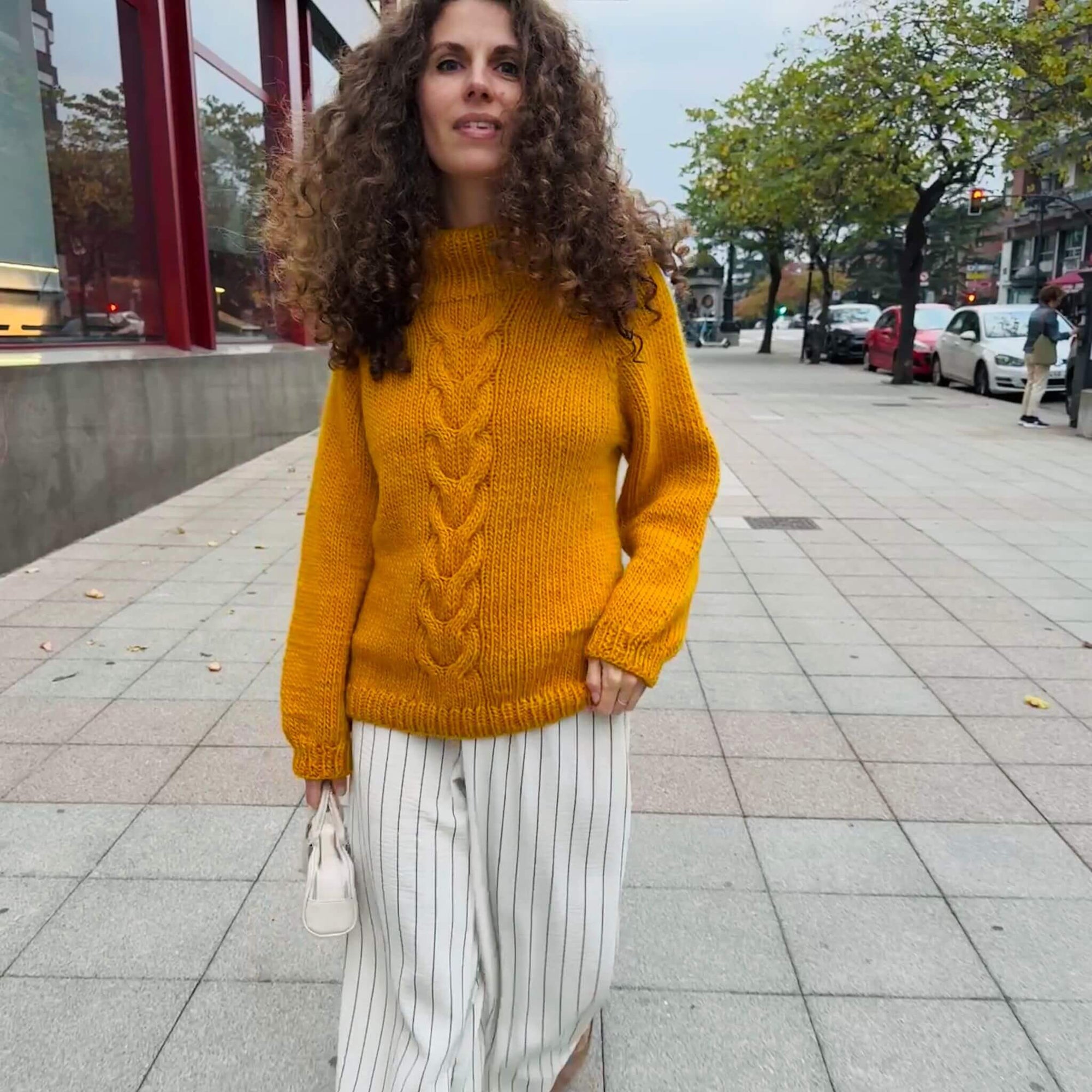 Knitted sweater. Cable knit sweater.