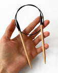 Agujas circulares de madera de haya 6 mm, cable 80 cm