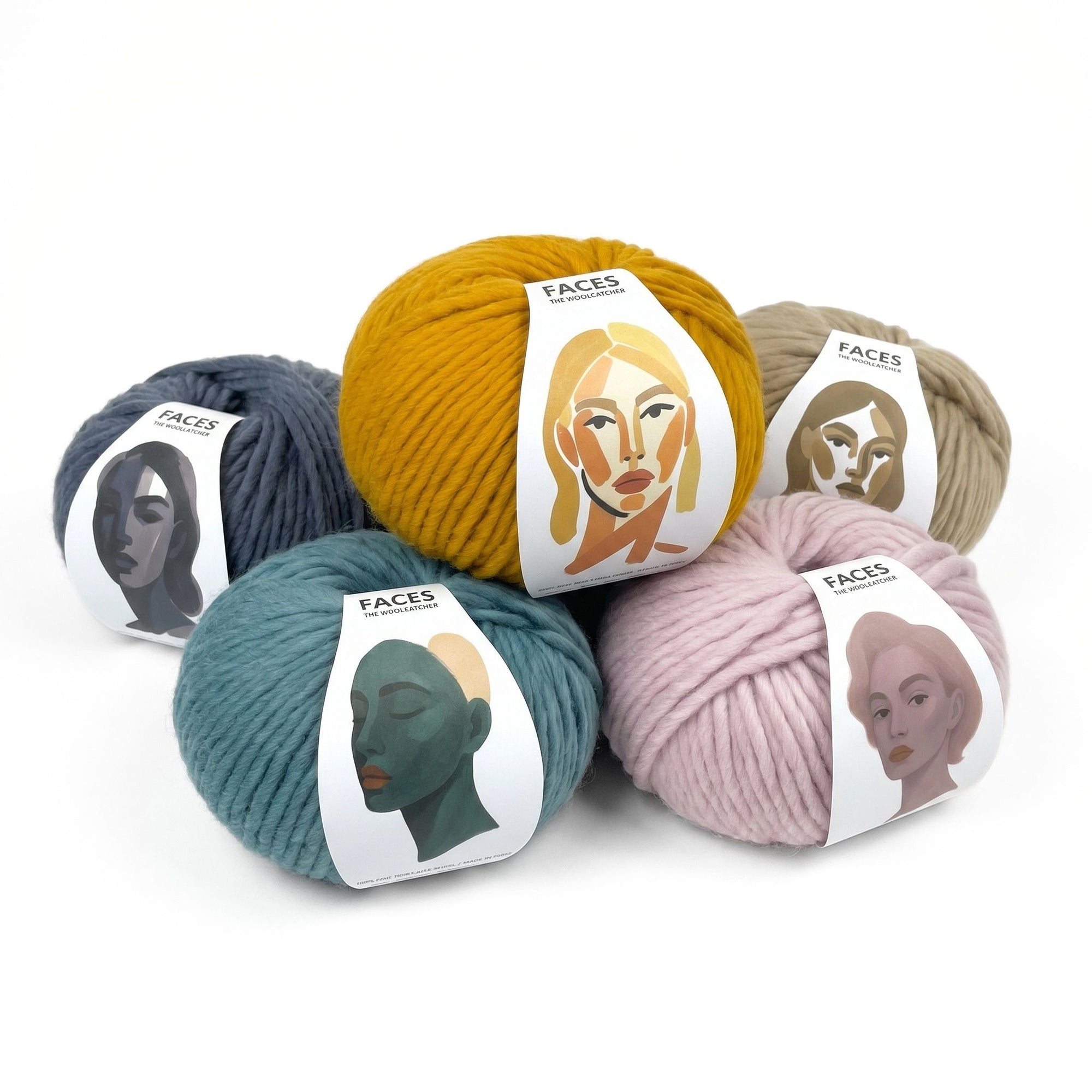 The Woolcatcher. Peruvian Wool. Faces. Yarn Bundle - 5 Balls