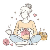 Girl with skeins of yarn