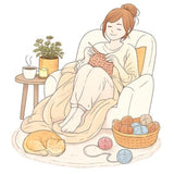 Label. Girl in a chair