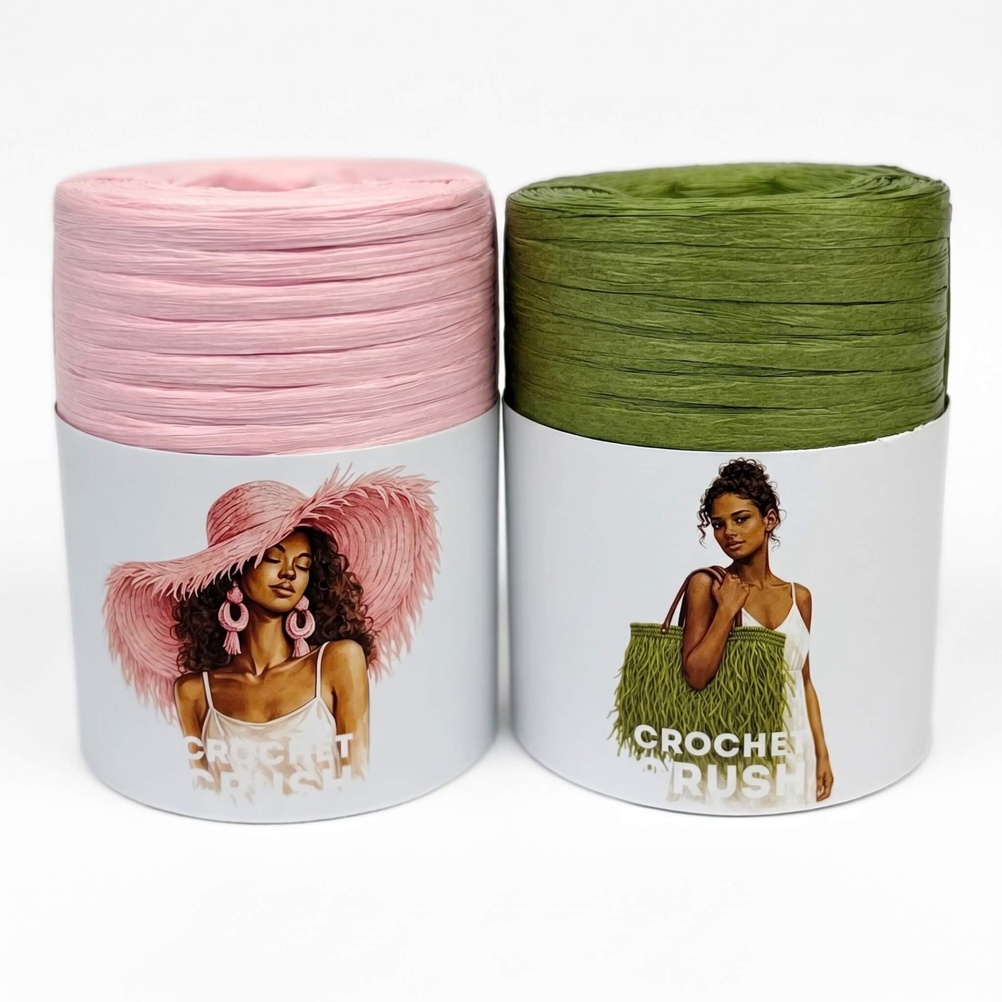 Raffia bundle. Nude Blush + Green Moss – The Woolcatcher