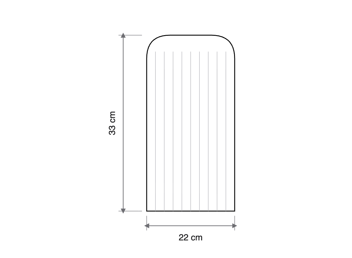 Anny hat schematic: finished hat 33 cm high × 22 cm wide