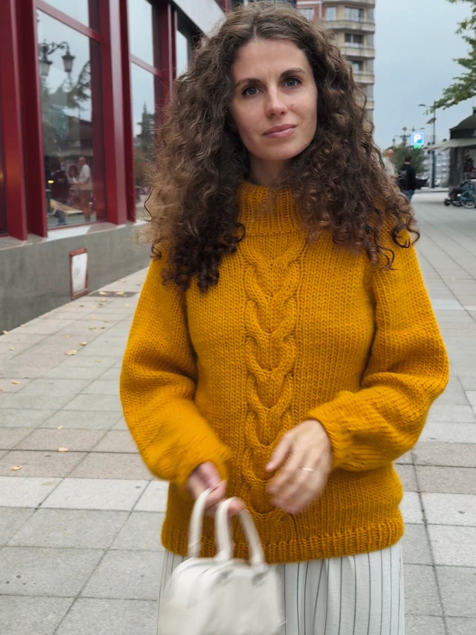 Knitted sweater. Cable knit sweater.