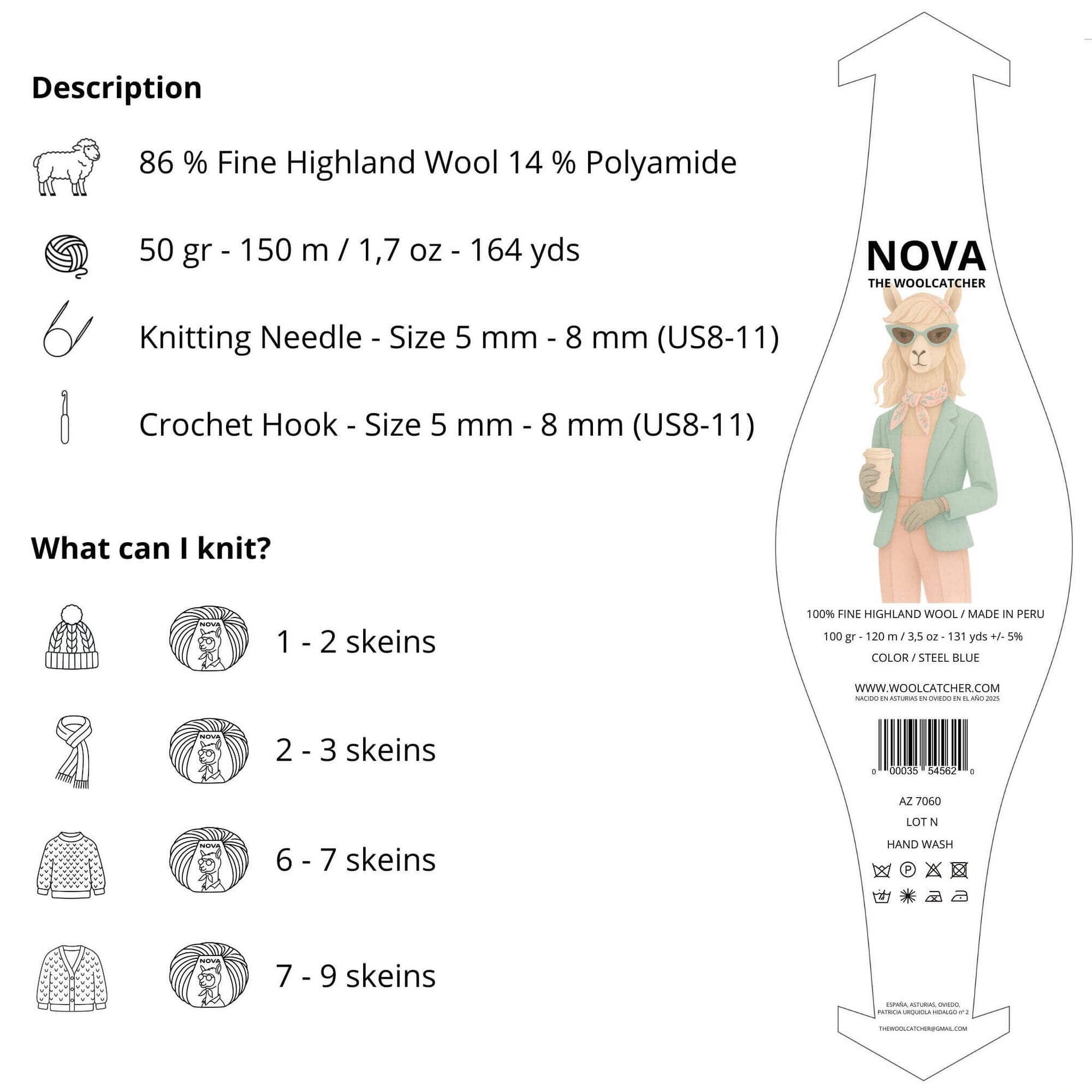 NOVA Steel Blue - THE WOOLCATCHER