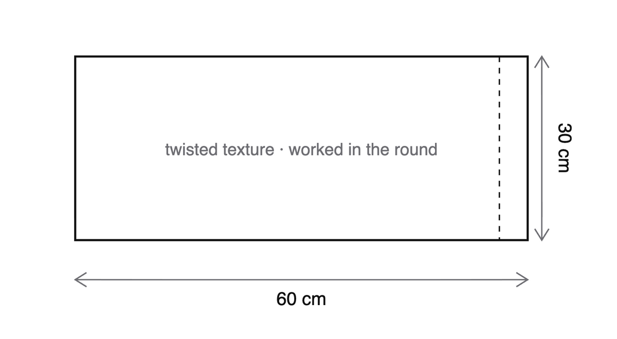 Flat, before joining: 60 × 30 cm